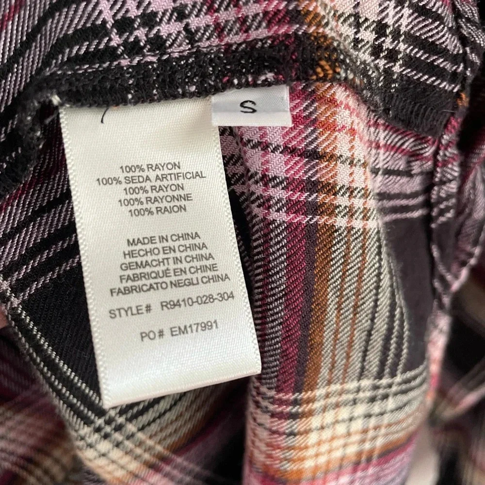 Cloth & Stone by Anthropologie Charlie Plaid Ruffle Neck Flannel Top - Small